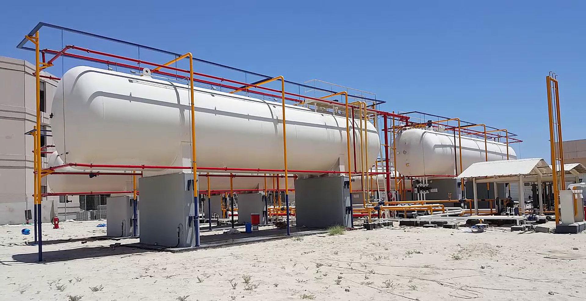 LPG tank farm with gas pipework installed by Petrosafe